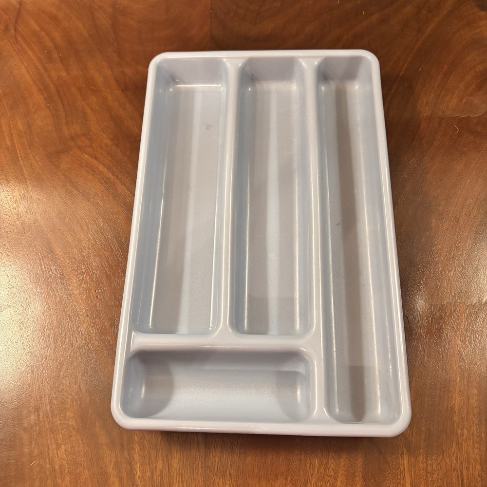 Vintage Rubbermaid Blue Silverware Organizer Tray Flatware Cutlery Drawer Insert